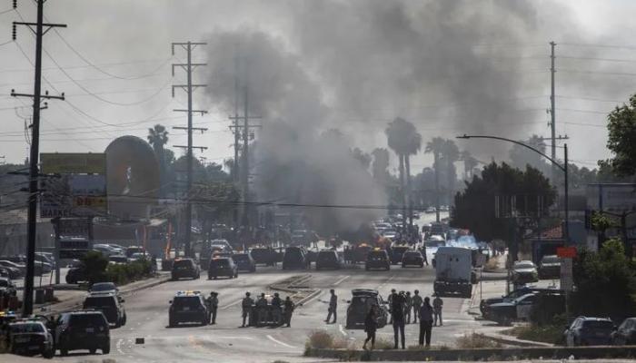 مواجهات لوس أنجلوس الأمن المهاجرين